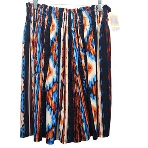 NWT LuLaRoe Sophia Ruffle Smock Skirt Blue Orange Southwest Design Size M